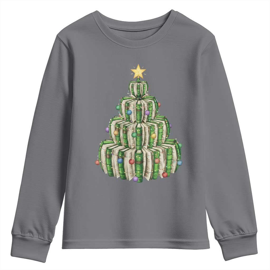 Book Christmas Tree Book Lover Teacher Librarian Youth Sweatshirt - Wonder Print Shop