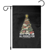 All Booked For Christmas Garden Flag Xmas Tree Lights Book Lover - Wonder Print Shop
