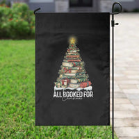 All Booked For Christmas Garden Flag Xmas Tree Lights Book Lover - Wonder Print Shop