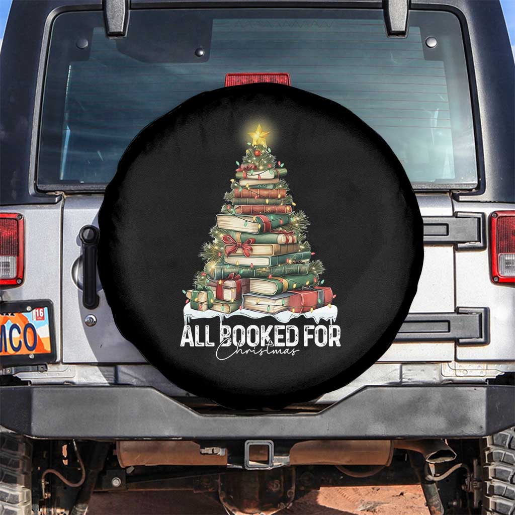 All Booked For Christmas Spare Tire Cover Xmas Tree Lights Book Lover - Wonder Print Shop