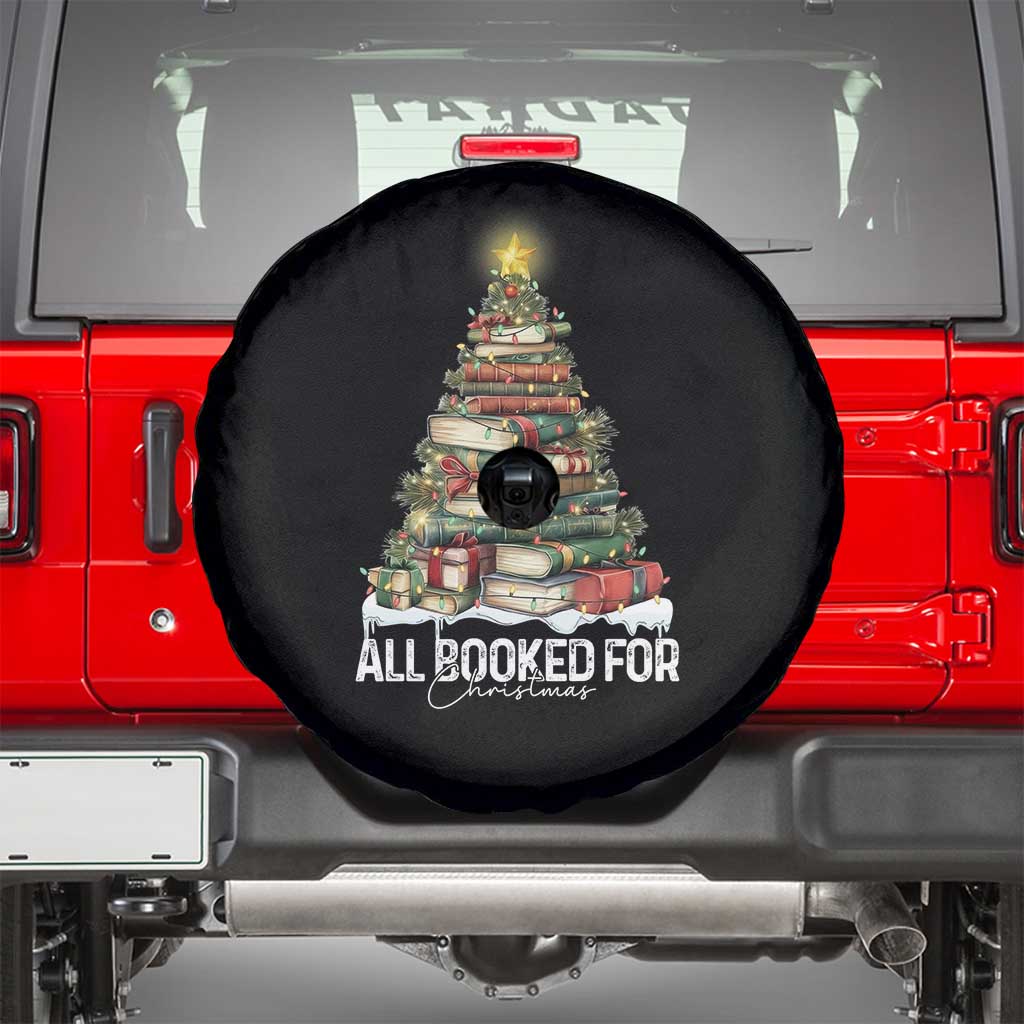 All Booked For Christmas Spare Tire Cover Xmas Tree Lights Book Lover - Wonder Print Shop