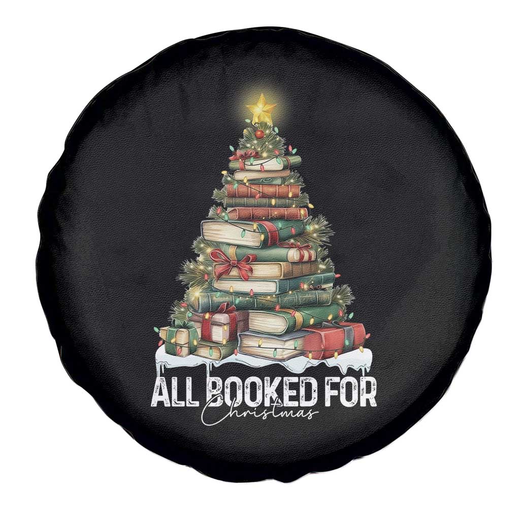 All Booked For Christmas Spare Tire Cover Xmas Tree Lights Book Lover - Wonder Print Shop