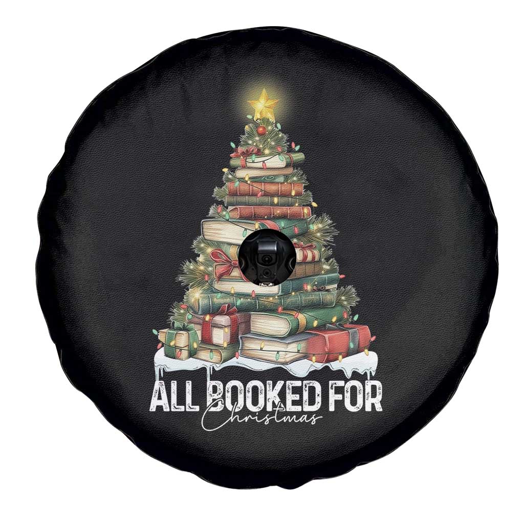 All Booked For Christmas Spare Tire Cover Xmas Tree Lights Book Lover - Wonder Print Shop