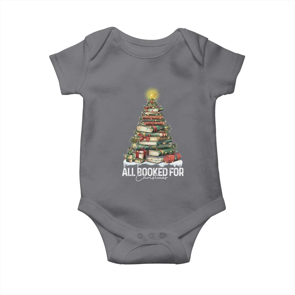 All Booked For Christmas Baby Onesie Xmas Tree Lights Book Lover - Wonder Print Shop