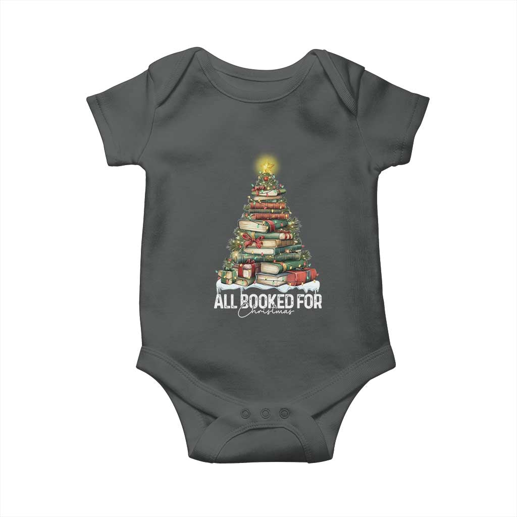 All Booked For Christmas Baby Onesie Xmas Tree Lights Book Lover - Wonder Print Shop