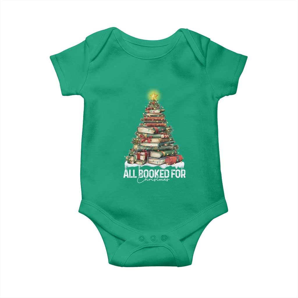 All Booked For Christmas Baby Onesie Xmas Tree Lights Book Lover - Wonder Print Shop