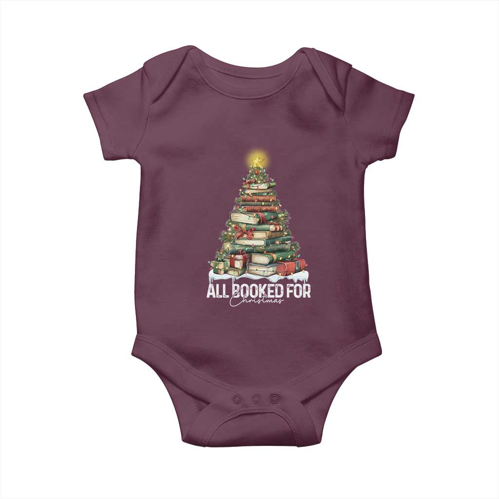 All Booked For Christmas Baby Onesie Xmas Tree Lights Book Lover - Wonder Print Shop