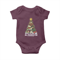 All Booked For Christmas Baby Onesie Xmas Tree Lights Book Lover - Wonder Print Shop