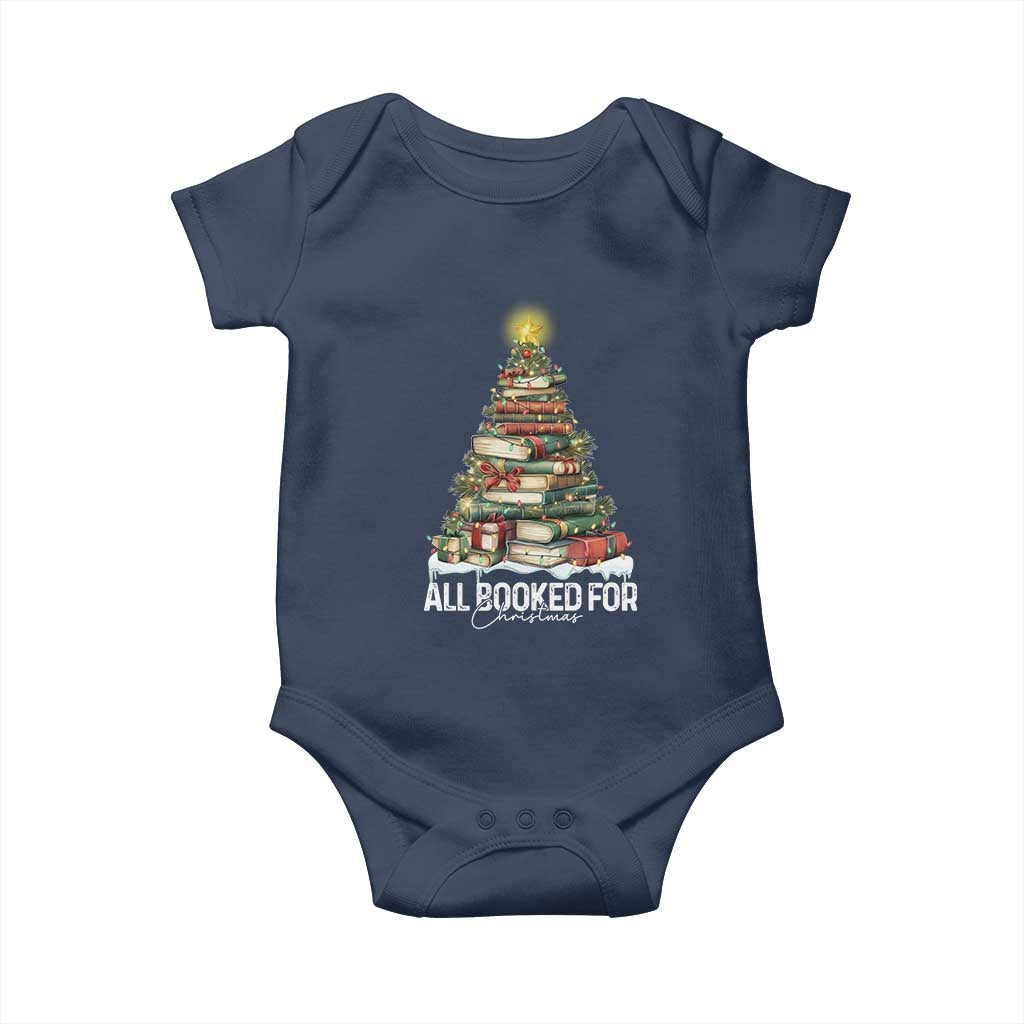 All Booked For Christmas Baby Onesie Xmas Tree Lights Book Lover - Wonder Print Shop