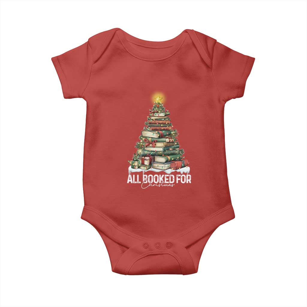 All Booked For Christmas Baby Onesie Xmas Tree Lights Book Lover - Wonder Print Shop