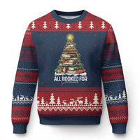 All Booked For Xmas Ugly Christmas Sweater Xmas Tree Lights Book Lover - Wonder Print Shop