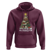 All Booked For Christmas Hoodie Xmas Tree Lights Book Lover - Wonder Print Shop