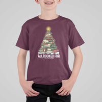 All Booked For Christmas T Shirt For Kid Xmas Tree Lights Book Lover - Wonder Print Shop