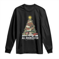 All Booked For Christmas Long Sleeve Shirt Xmas Tree Lights Book Lover - Wonder Print Shop