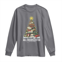 All Booked For Christmas Long Sleeve Shirt Xmas Tree Lights Book Lover - Wonder Print Shop