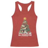 All Booked For Christmas Racerback Tank Top Xmas Tree Lights Book Lover - Wonder Print Shop