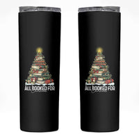 All Booked For Christmas Skinny Tumbler Xmas Tree Lights Book Lover - Wonder Print Shop