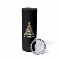 All Booked For Christmas Skinny Tumbler Xmas Tree Lights Book Lover - Wonder Print Shop