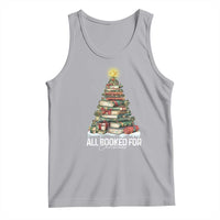 All Booked For Christmas Tank Top Xmas Tree Lights Book Lover - Wonder Print Shop