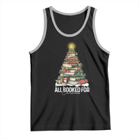 All Booked For Christmas Tank Top Xmas Tree Lights Book Lover - Wonder Print Shop
