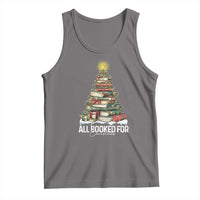 All Booked For Christmas Tank Top Xmas Tree Lights Book Lover - Wonder Print Shop