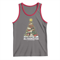 All Booked For Christmas Tank Top Xmas Tree Lights Book Lover - Wonder Print Shop
