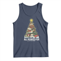 All Booked For Christmas Tank Top Xmas Tree Lights Book Lover - Wonder Print Shop