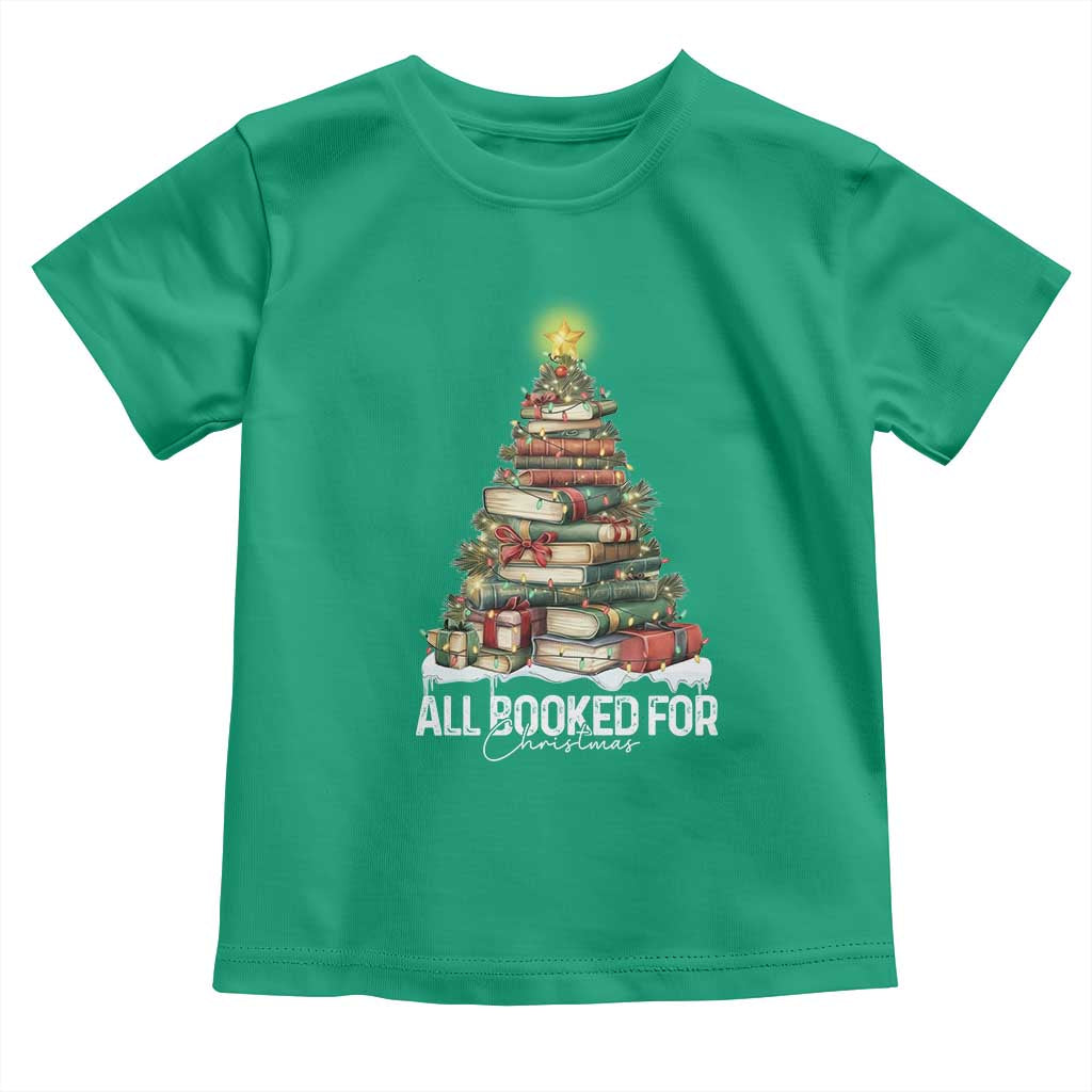 All Booked For Christmas Toddler T Shirt Xmas Tree Lights Book Lover - Wonder Print Shop