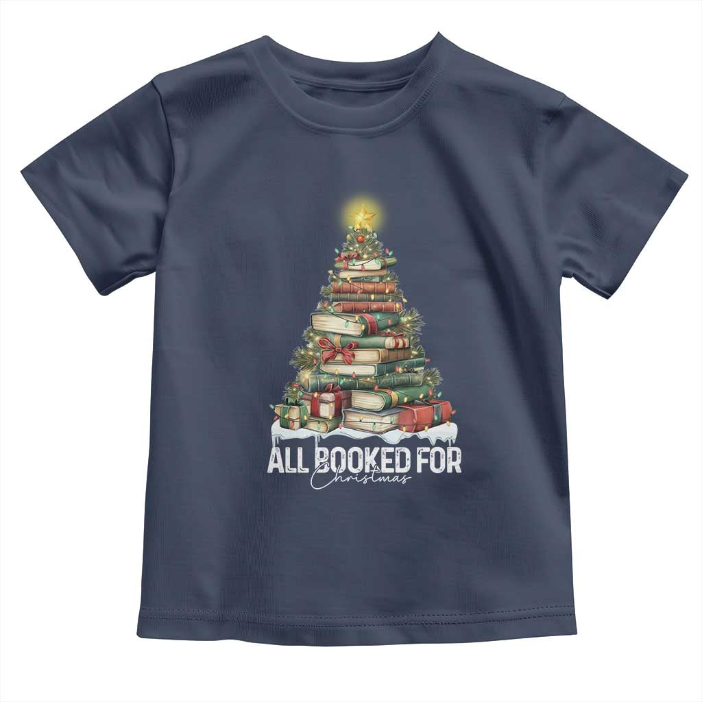 All Booked For Christmas Toddler T Shirt Xmas Tree Lights Book Lover - Wonder Print Shop