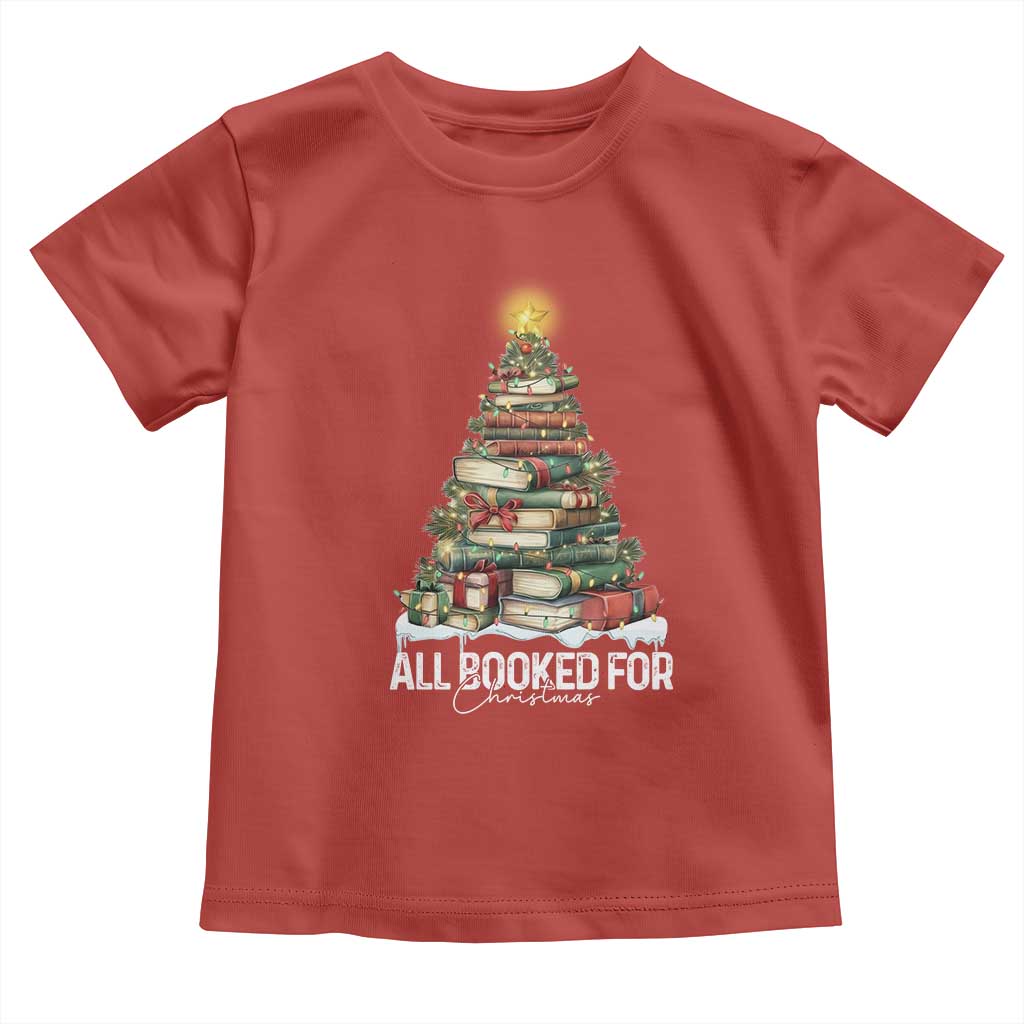 All Booked For Christmas Toddler T Shirt Xmas Tree Lights Book Lover - Wonder Print Shop
