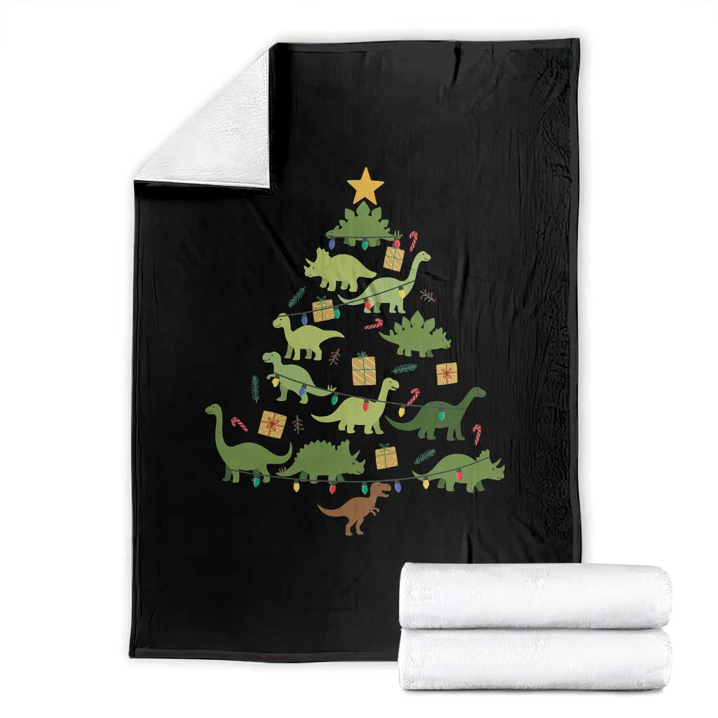 Funny Christmas Dinosaur Throw Blanket Dino Xmas Tree Rex Paleontologist - Wonder Print Shop