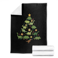 Funny Christmas Dinosaur Throw Blanket Dino Xmas Tree Rex Paleontologist - Wonder Print Shop