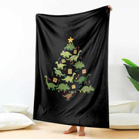 Funny Christmas Dinosaur Throw Blanket Dino Xmas Tree Rex Paleontologist - Wonder Print Shop
