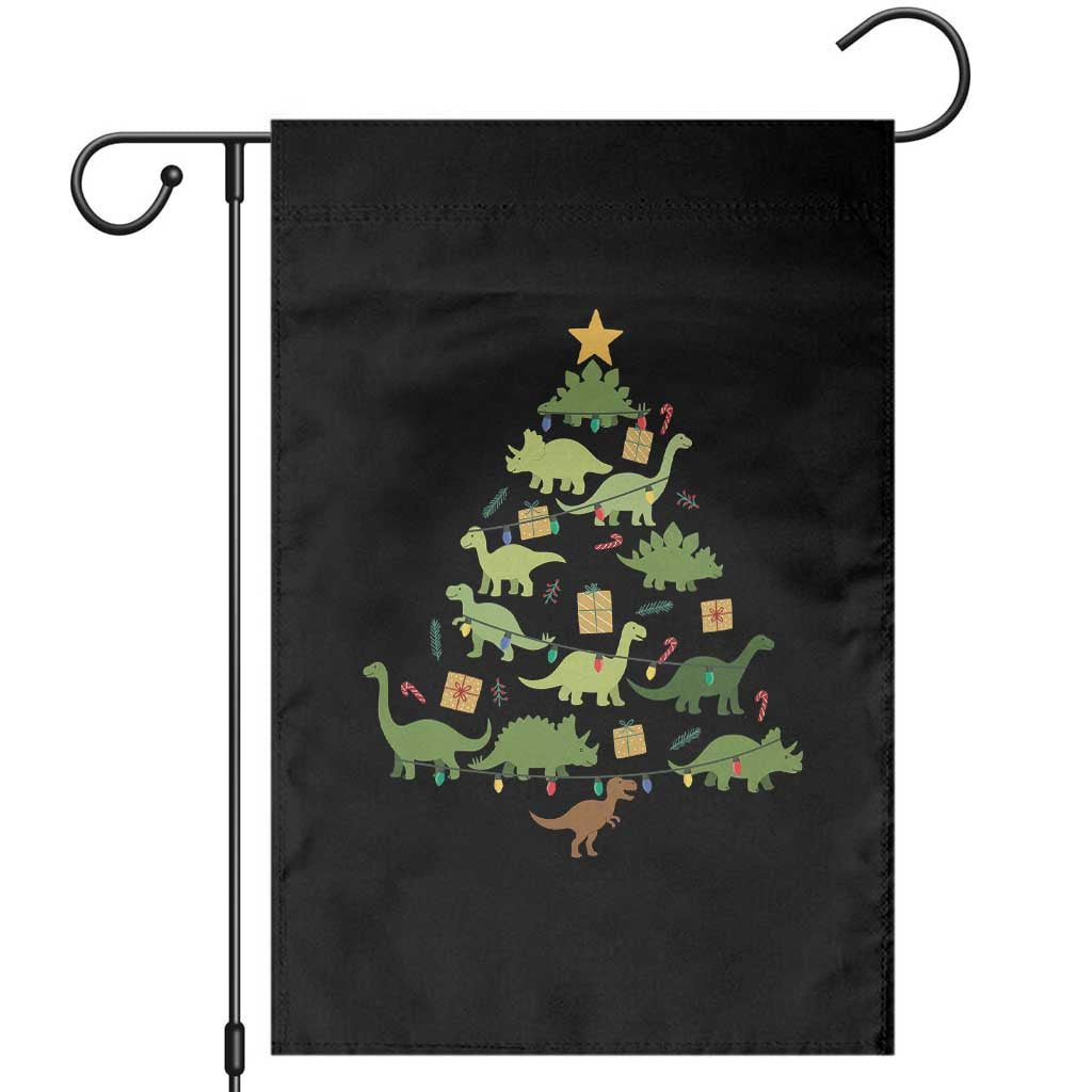 Funny Christmas Dinosaur Garden Flag Dino Xmas Tree Rex Paleontologist - Wonder Print Shop