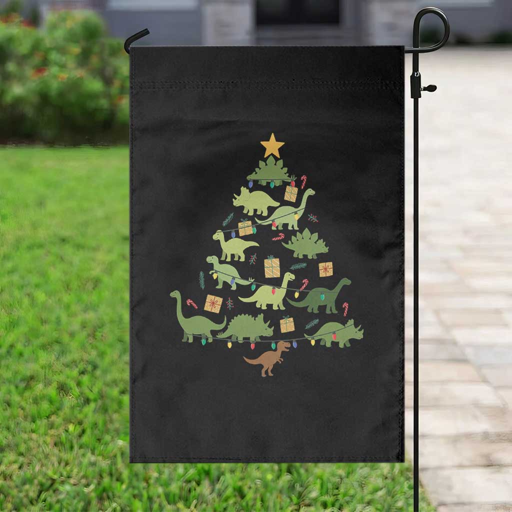 Funny Christmas Dinosaur Garden Flag Dino Xmas Tree Rex Paleontologist - Wonder Print Shop