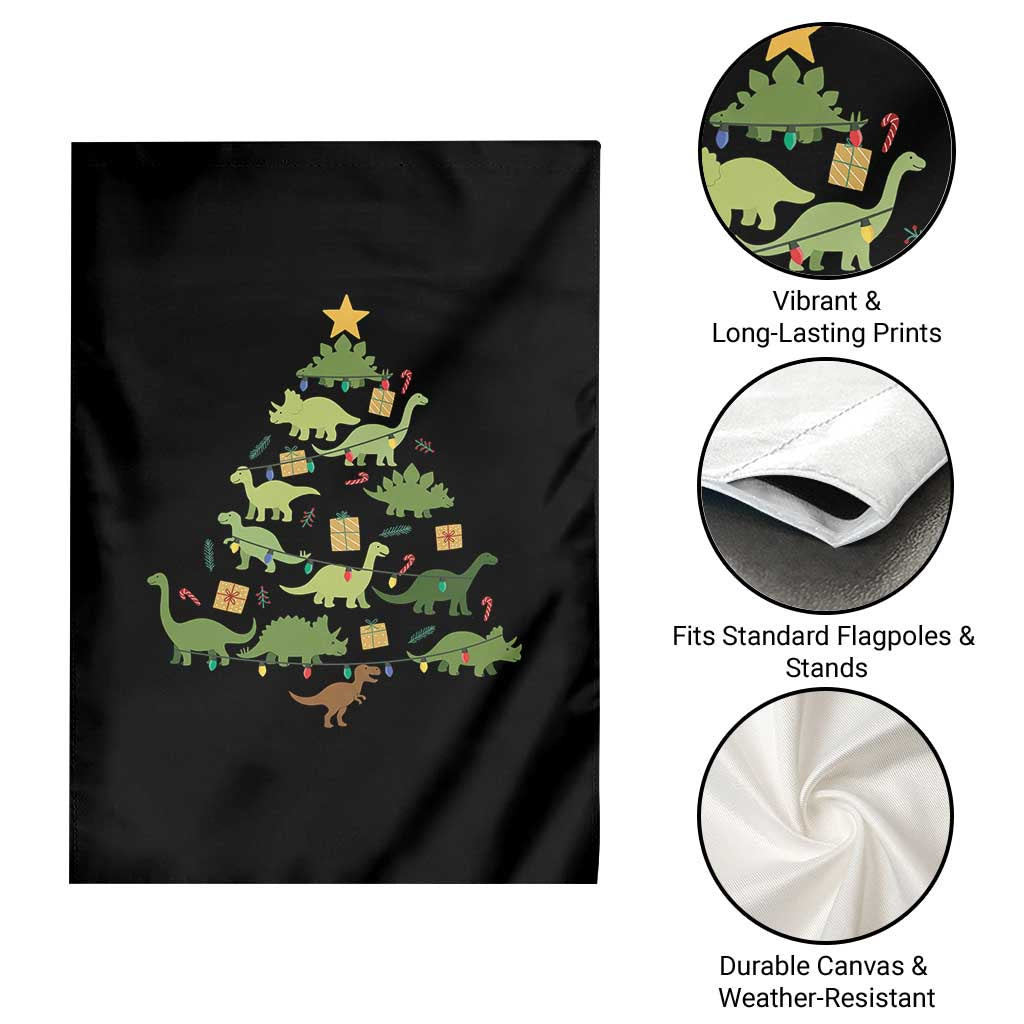 Funny Christmas Dinosaur Garden Flag Dino Xmas Tree Rex Paleontologist - Wonder Print Shop