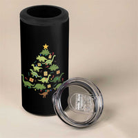 Funny Christmas Dinosaur 4 in 1 Can Cooler Tumbler Dino Xmas Tree Rex Paleontologist - Wonder Print Shop