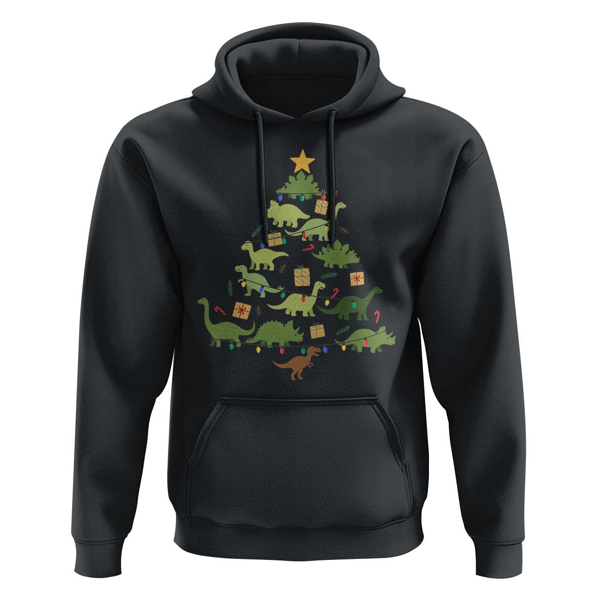 Funny Christmas Dinosaur Hoodie Dino Xmas Tree Rex Paleontologist - Wonder Print Shop