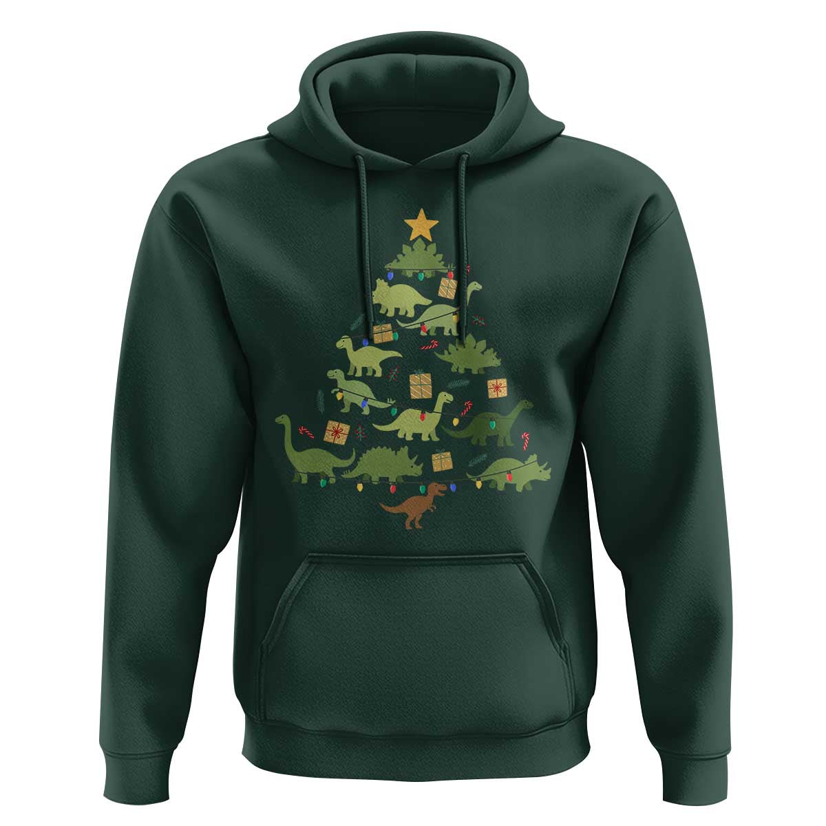 Funny Christmas Dinosaur Hoodie Dino Xmas Tree Rex Paleontologist - Wonder Print Shop