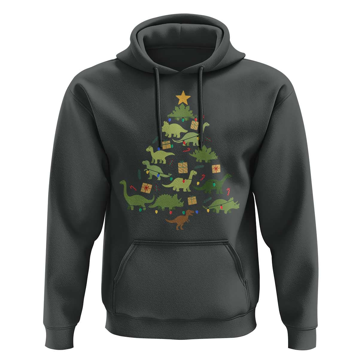 Funny Christmas Dinosaur Hoodie Dino Xmas Tree Rex Paleontologist - Wonder Print Shop