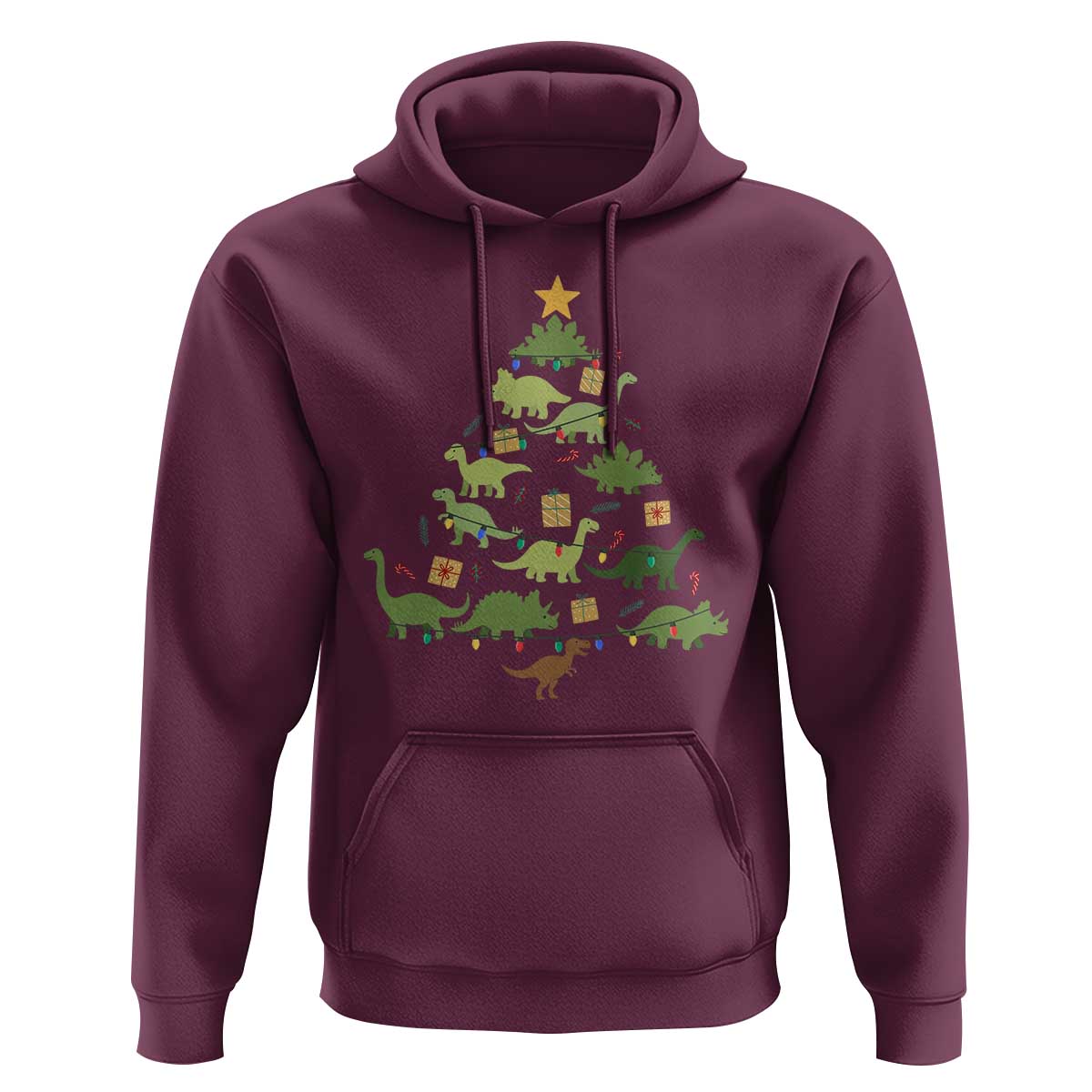 Funny Christmas Dinosaur Hoodie Dino Xmas Tree Rex Paleontologist - Wonder Print Shop