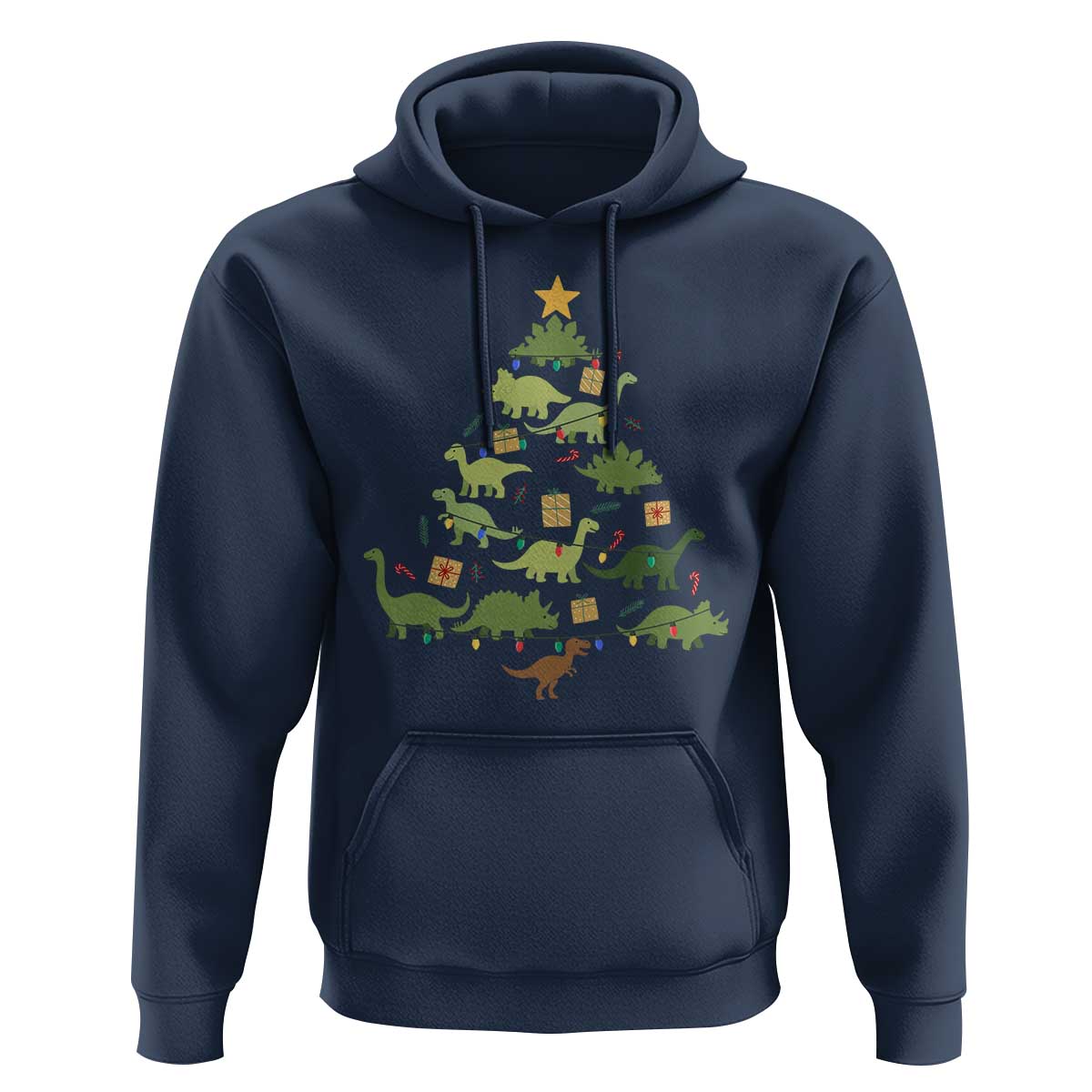 Funny Christmas Dinosaur Hoodie Dino Xmas Tree Rex Paleontologist - Wonder Print Shop