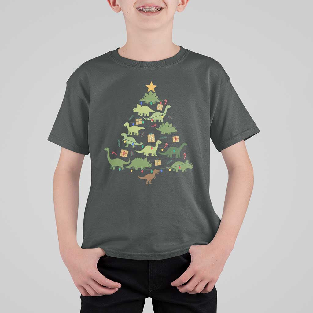 Funny Christmas Dinosaur T Shirt For Kid Dino Xmas Tree Rex Paleontologist - Wonder Print Shop
