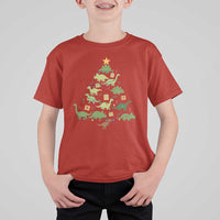 Funny Christmas Dinosaur T Shirt For Kid Dino Xmas Tree Rex Paleontologist - Wonder Print Shop
