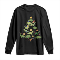 Funny Christmas Dinosaur Long Sleeve Shirt Dino Xmas Tree Rex Paleontologist - Wonder Print Shop