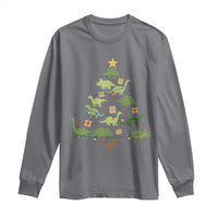Funny Christmas Dinosaur Long Sleeve Shirt Dino Xmas Tree Rex Paleontologist - Wonder Print Shop