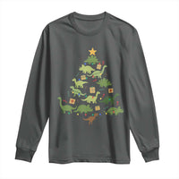 Funny Christmas Dinosaur Long Sleeve Shirt Dino Xmas Tree Rex Paleontologist - Wonder Print Shop