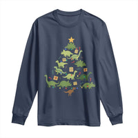 Funny Christmas Dinosaur Long Sleeve Shirt Dino Xmas Tree Rex Paleontologist - Wonder Print Shop