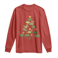 Funny Christmas Dinosaur Long Sleeve Shirt Dino Xmas Tree Rex Paleontologist - Wonder Print Shop