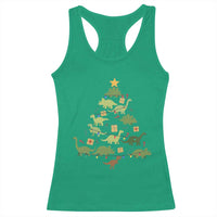 Funny Christmas Dinosaur Racerback Tank Top Dino Xmas Tree Rex Paleontologist - Wonder Print Shop